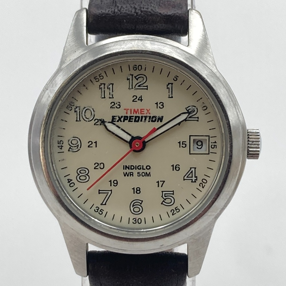 Timex Expedition Women's Watch 26mm Silver Tone Indiglo Date New Battery 2009